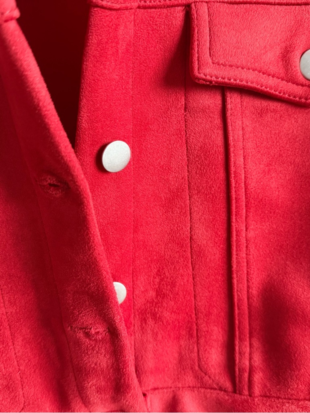 NWOT Forever 21 Bright Red Orange Cropped Faux Suede Jacket - Picture 4 of 9